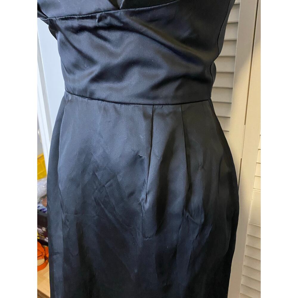 Vintage Little black Dress Tulip bodice 
Satin 1950s Hollywood glam Pin up‎ - Picture 5 of 8
